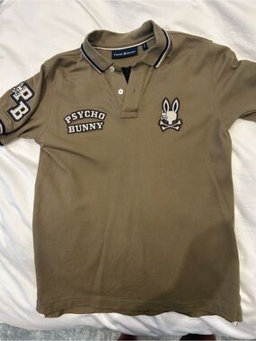 Psycho Bunny youth Polo in Olive Green with Navy Trim